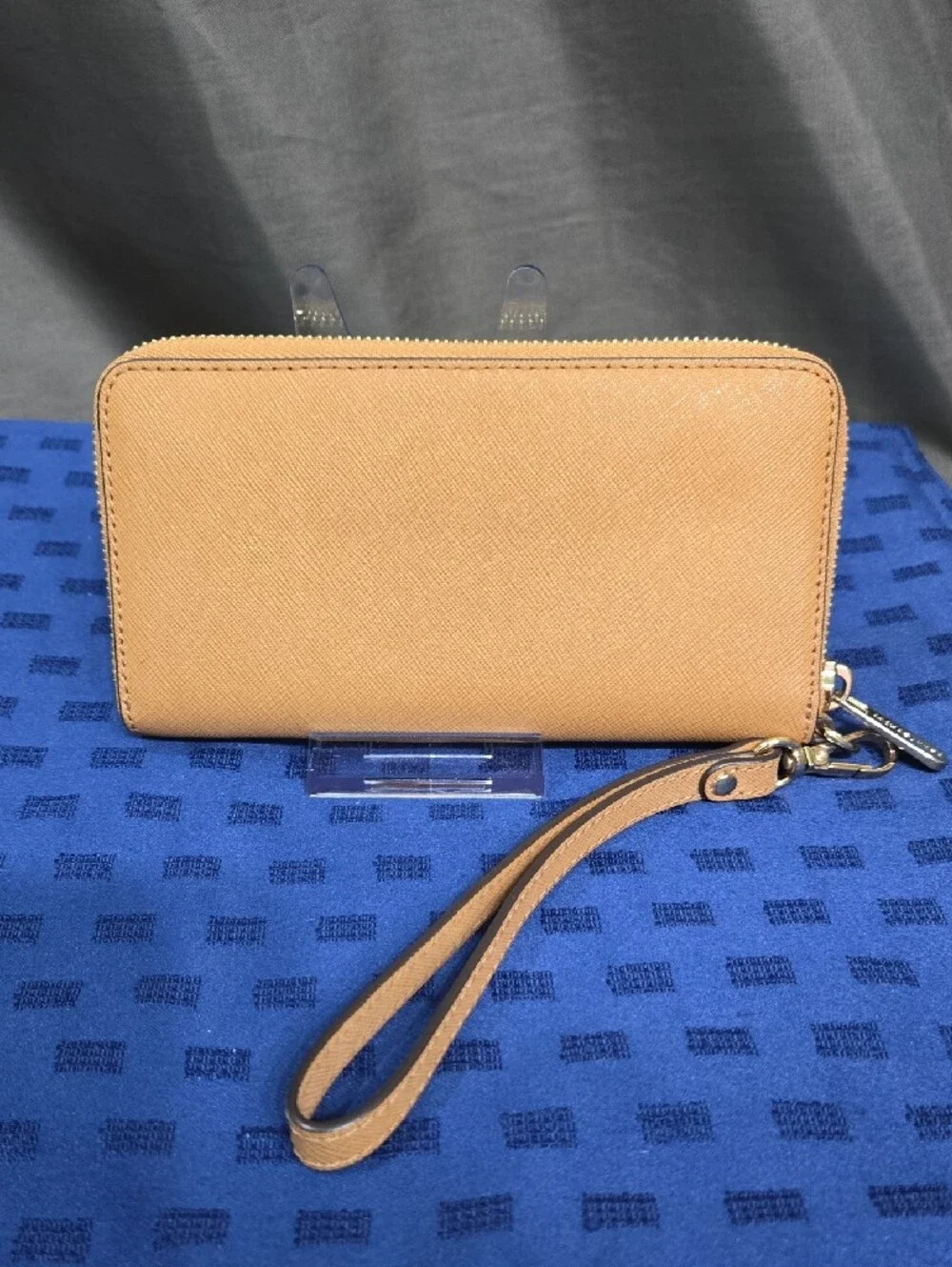 Michael Kors Tan Saffiano Leather Zip Around Wristlet Wallet